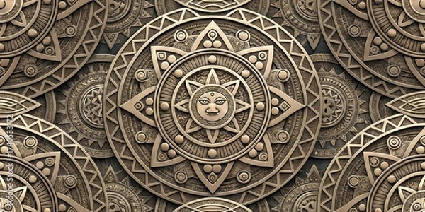 Obraz Detailed Bronze Ornamental Relief Ancient Carving Texture