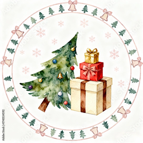 Obraz christmas tree with gifts