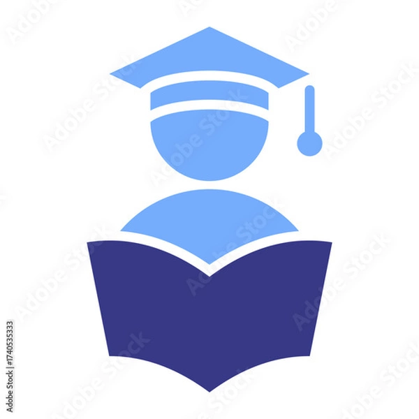 Fototapeta student flat blue icon