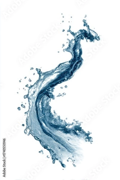 Obraz Water gracefully arches, splashes on white