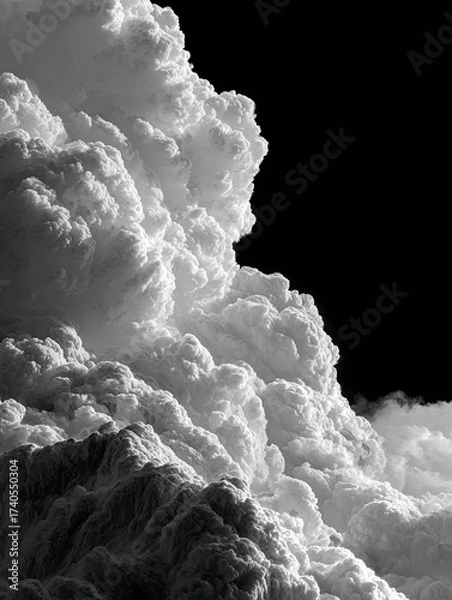 Fototapeta Towering, billowing clouds contrast stark black