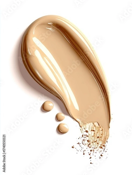 Fototapeta Swatch of beige, smooth, shiny foundation