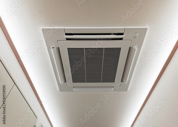 Fototapeta Air conditioner ceiling mounted cassette type Inverter technology Room interior temperature control