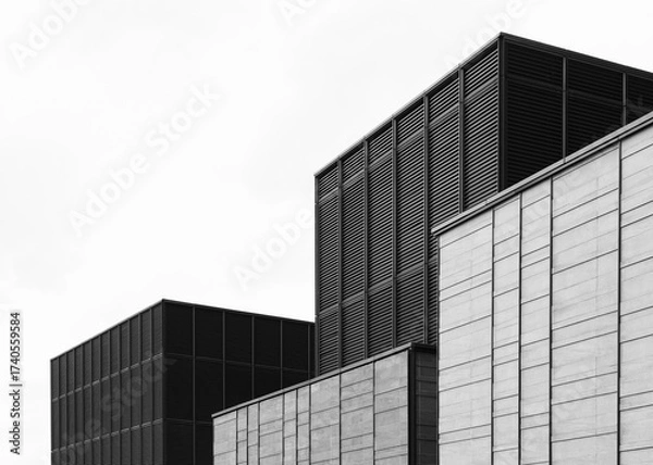 Fototapeta Geometric architecture Building Exterior Steel Cladding Facade Architecture details