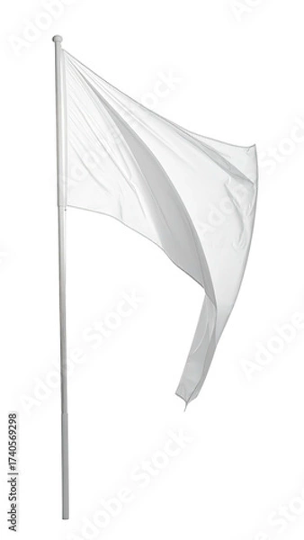 Obraz White flag billowing on a pole