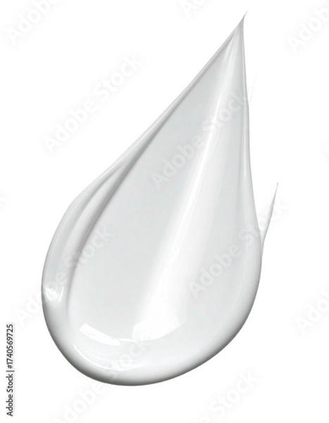 Obraz Creamy white cosmetic product, smooth and glossy.  A teardrop shape, spreading outwards