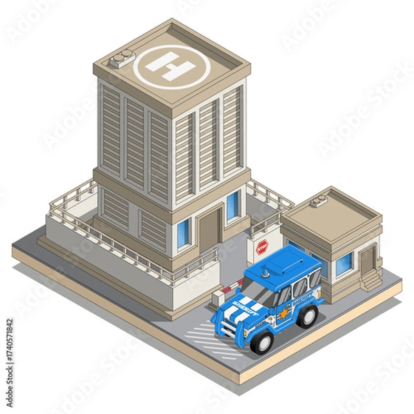 Obraz Prison. Isometric. Isolated on white background. Vector illustration.