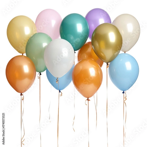 Obraz A cluster of pastel and metallic balloons in various shades