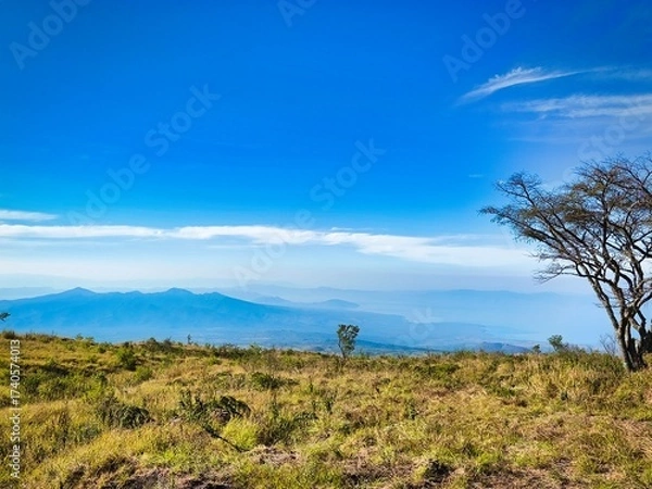 Obraz man walking on the hill