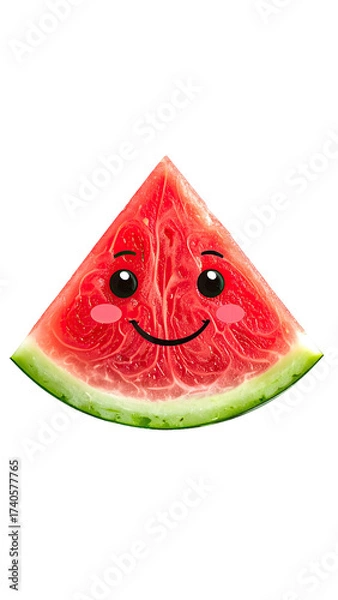 Obraz Cute watermelon slice with kawaii features.  