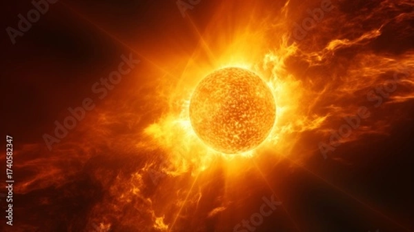 Obraz 赤い太陽、太陽フレアのイメージ