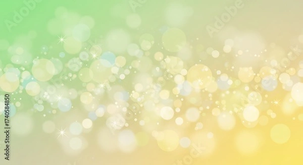 Fototapeta Soft focus bokeh lights in pastel green yellow and white gradient background