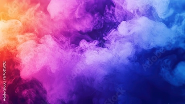 Fototapeta A colorful, abstract smoke cloud against a dark background.