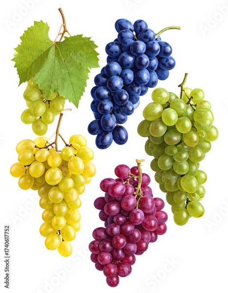 Fototapeta Colorful bunches of grapes in various shades