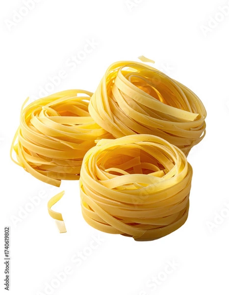 Fototapeta Close-up of nests of pasta, light yellow color,  in a group