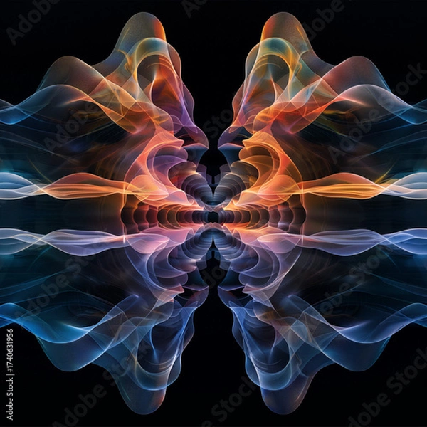 Fototapeta Abstract colorful soundwave symmetry digital art