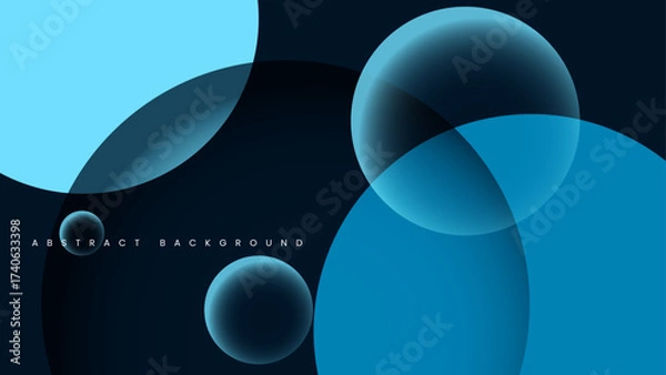 Fototapeta Abstract background with overlapping blue shapes circles.