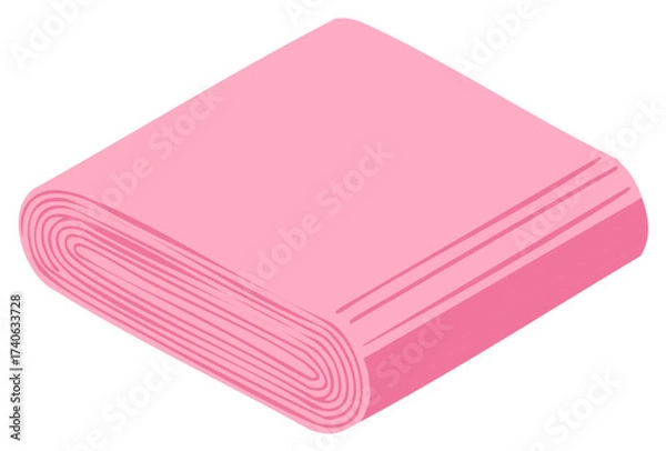 Fototapeta Isometric view of pink fabric or paper stack with visible layers and textured edge