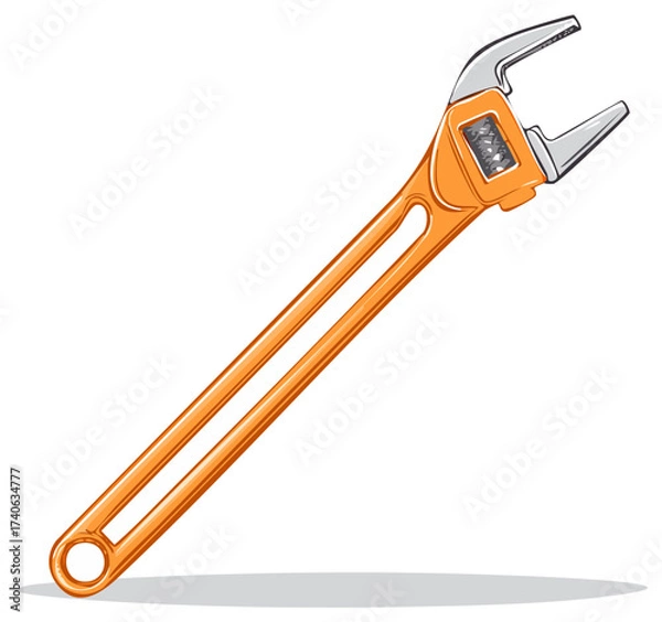 Fototapeta Adjustable orange colored wrench tool used for mechanical repairs and adjustments