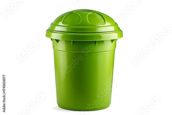 Obraz Vibrant green modern trash can with domed lid, perfect for adding a splash of color and functionality to any contemporary space.