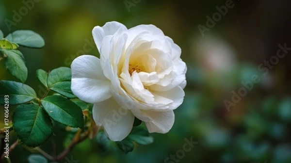 Fototapeta Close up of a beautiful white rose in bloom