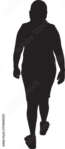 Fototapeta vector,silhouette of back view of a woman walking, dressed in skirt and sandals,