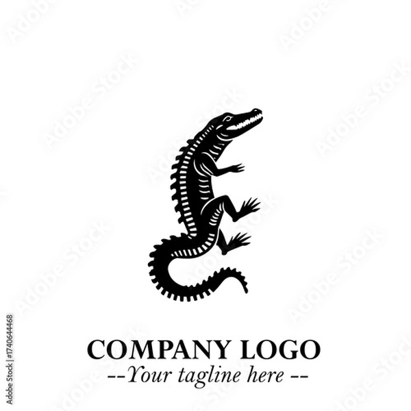 Fototapeta Black and White Crocodile Logo in Minimalist Modern Vector Design for Branding and Creative Identity