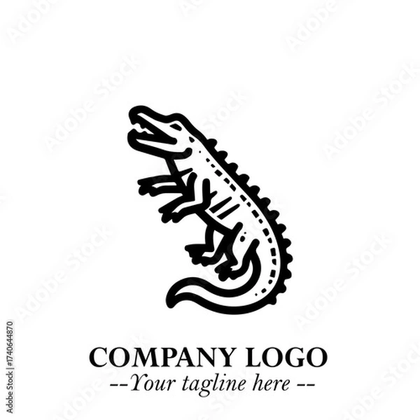 Fototapeta Black and White Crocodile Logo in Minimalist Modern Vector Design for Branding and Creative Identity