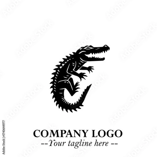 Fototapeta Black and White Crocodile Logo in Minimalist Modern Vector Design for Branding and Creative Identity