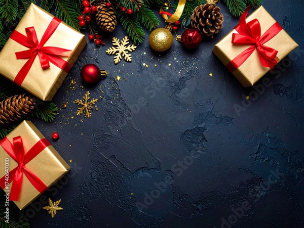 Obraz クリスマス　黒背景　高級感のあるカード