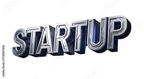 Fototapeta Startup text effect isolated on transparent background for business idea
