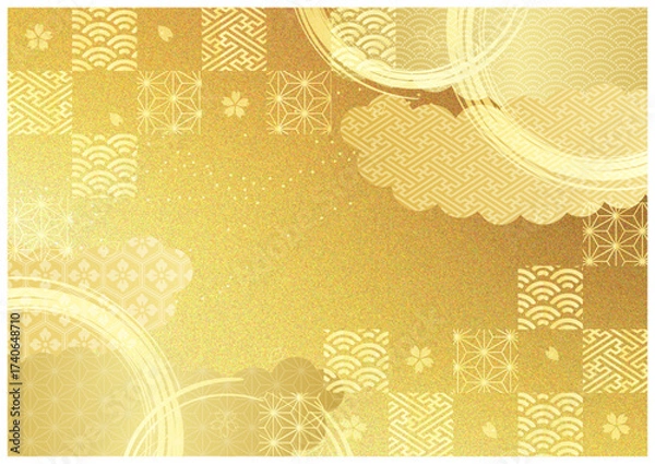 Fototapeta 和柄と金箔背景