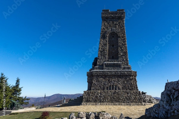 Fototapeta Autumn view of Monument to Liberty Shipka, Stara Zagora Region, Bulgaria