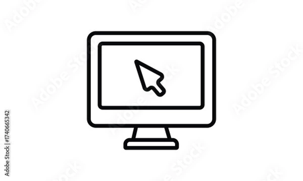 Fototapeta Computer Screen with Pointer Icon Emphasizing Digital Engagement, Technology, and Internet Usage in a Simple but Effective Design