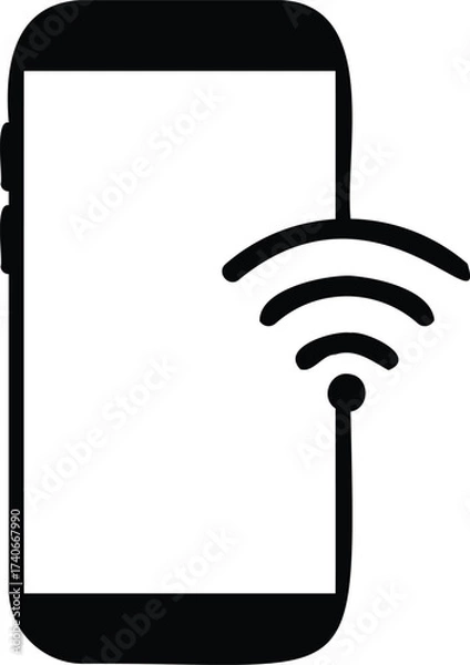 Obraz Smart phone with wifi icon. WIFI signal with mobile phone icon. wifi phone icon vector sign
