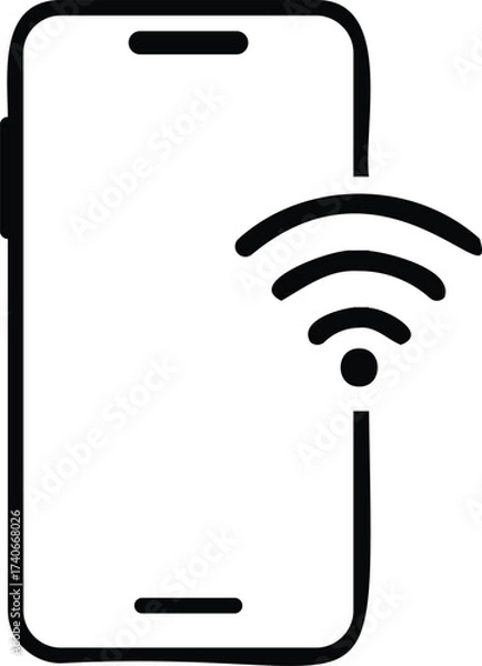 Obraz Smart phone with wifi icon. WIFI signal with mobile phone icon. wifi phone icon vector sign
