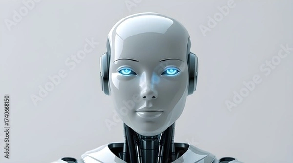 Fototapeta Cyborg Robot Head – 3D Sci-Fi Futuristic Design