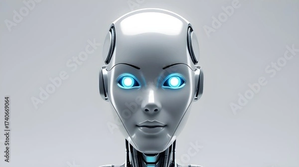 Fototapeta Futuristic Robot Head – Advanced AI Technology