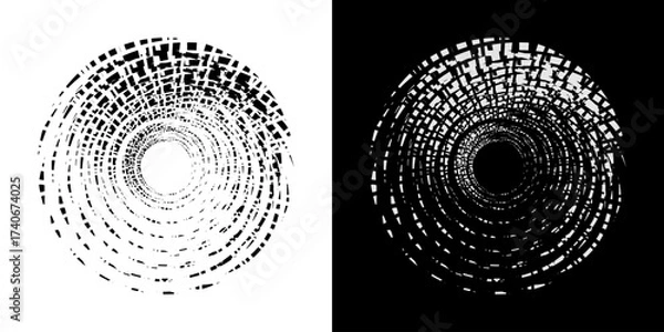 Fototapeta Dynamic abstract spiral sound wave rhythm lines. Circular spiral sound wave rhythm of lines. Circular futuristic abstract lines, black and white background.	