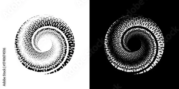 Fototapeta Dynamic abstract spiral sound wave rhythm lines. Circular spiral sound wave rhythm of lines. Circular futuristic abstract lines, black and white background.	
