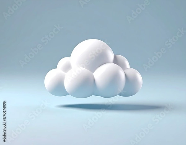 Obraz Simple, 3D cloud icon on a light blue background