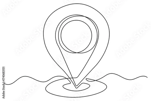 Fototapeta Abstract location icon continuous one line drawing minimal illustration