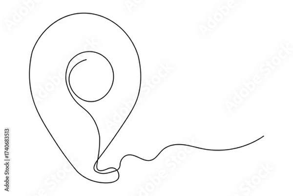 Fototapeta  Location icon continuous single line drawing in simple minimalist form