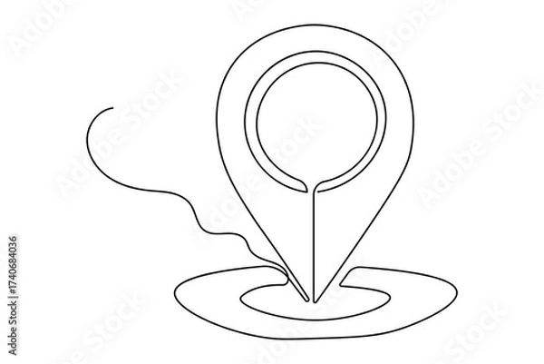 Fototapeta Minimalist style location icon continuous one line art outline design.