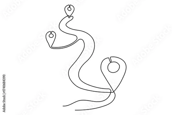 Fototapeta Simple one line drawing of location icon minimal outline artwork