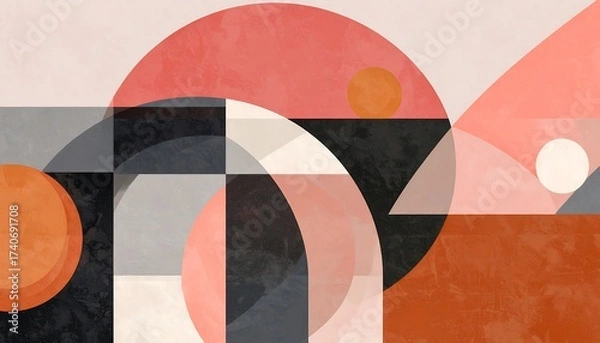 Obraz Geometric Harmony - A Modern Abstract Composition in Earth Tones.