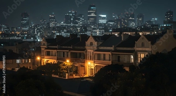 Obraz night view of the city of vilnius
