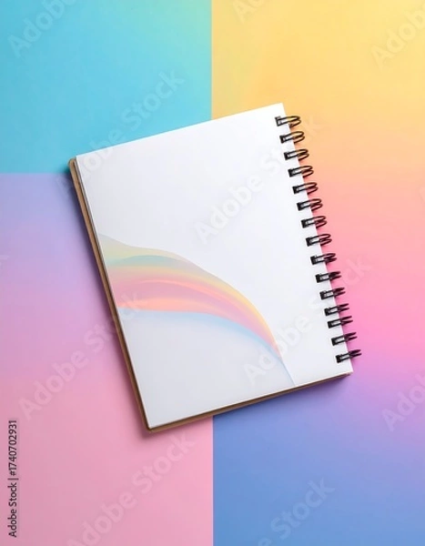 Obraz Spiral Notebook on Pastel Background - Blank Pages for Creative Ideas.