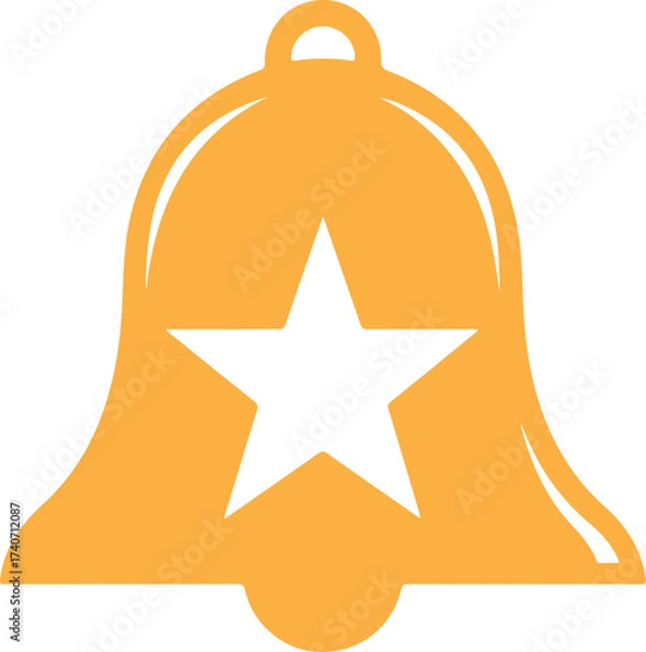 Obraz Golden notification bell icon with star for alerts, reminders and important updates, perfect for app design and user interface needs