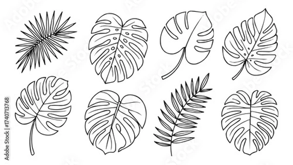 Fototapeta Vibrant Tropical Leaf Collection Vector for Eco and Summer Design Projects